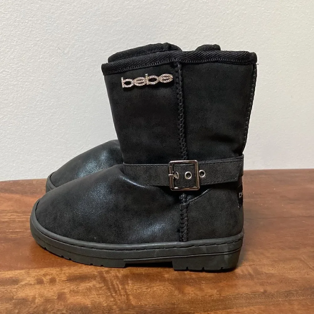 𝅺Bebe Winter Black Boots Size 12 Girls New